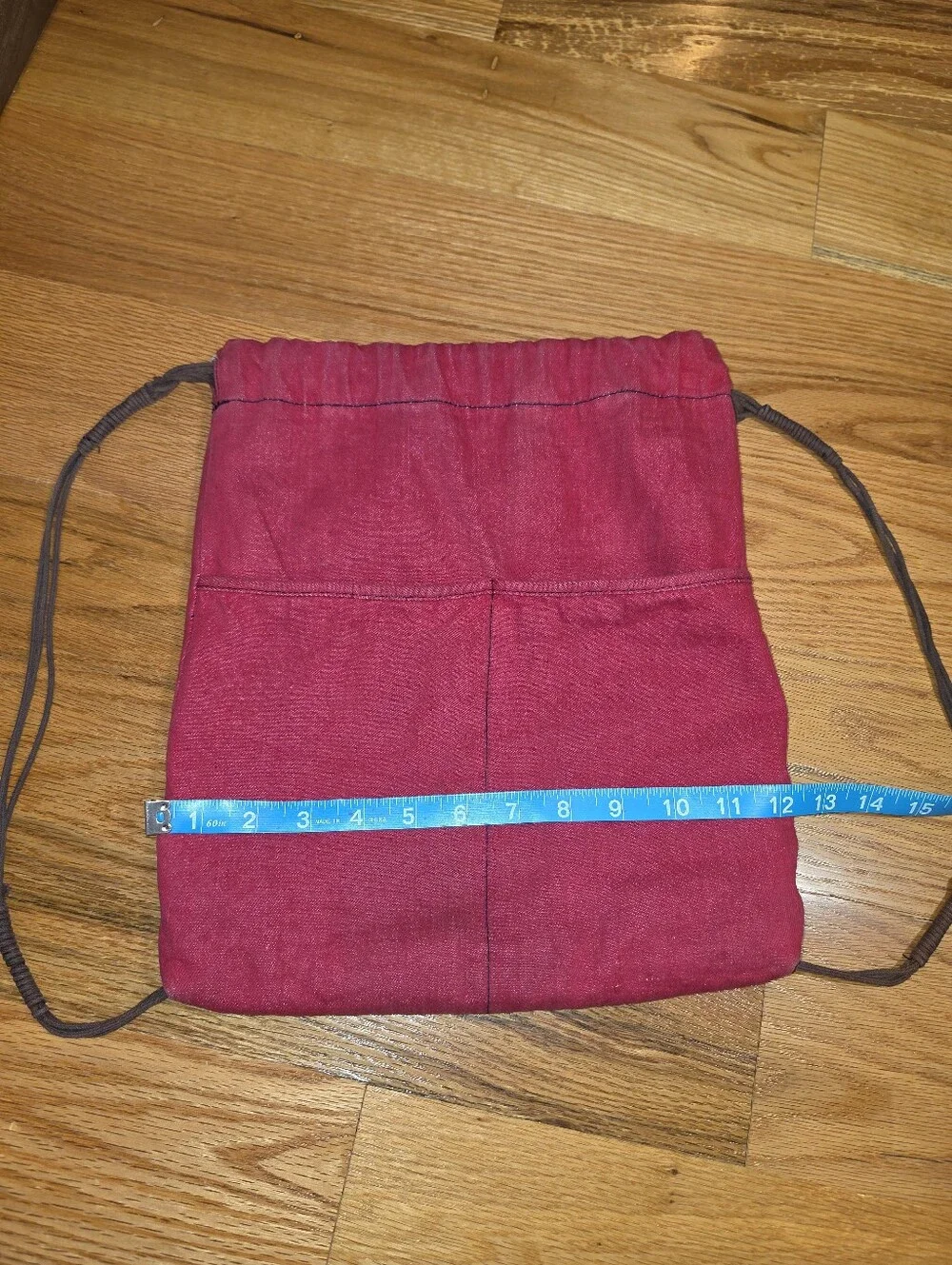 Vintage Red Drawstring Canvas Backpack
